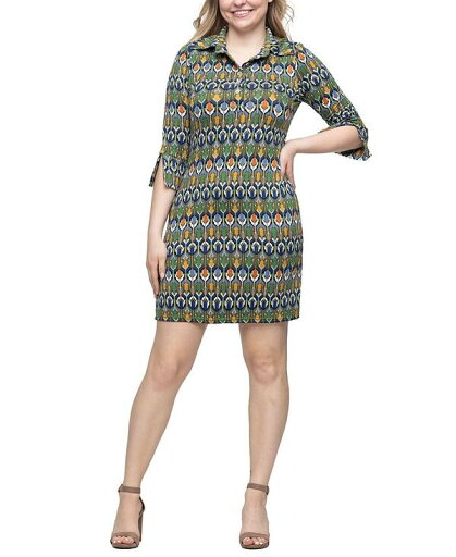 【送料無料】 24セブンコンフォート レディース ワンピース トップス Women's Green Print Three Quarter Sleeve Mini Dress Green Multi 【送料無料】 24セブンコンフォート レディース ワンピース トップス Women's Green Print Three Quarter Sleeve Mini Dress Green Multi
