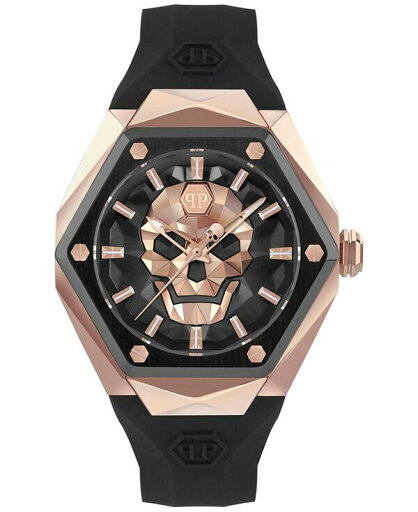 【送料無料】 フィリッププレイン メンズ 腕時計 アクセサリー Men's The Skull Spikes Black Silicone Strap Watch 45mm Two Tone 【送料無料】 フィリッププレイン メンズ 腕時計 アクセサリー Men's The Skull Spikes Black Silicone Strap Watch 45mm Two Tone