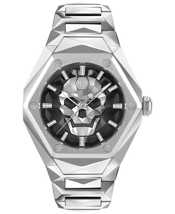 【送料無料】 フィリッププレイン メンズ 腕時計 アクセサリー Men's The Skull Spikes Stainless Steel Bracelet Watch 45mm Stainless