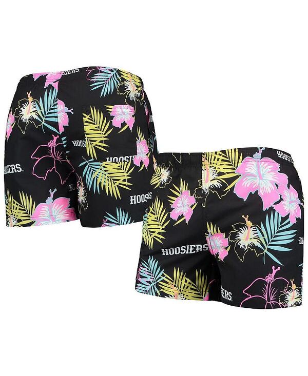【送料無料】 フォコ メンズ ハーフパンツ・ショーツ 水着 Men's Black Indiana Hoosiers Neon Floral Swim Trunks Black