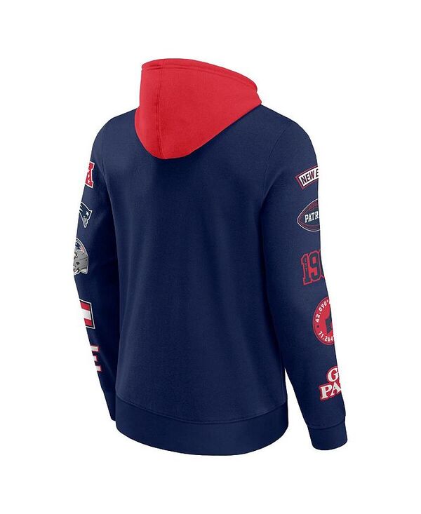 【送料無料】 ファナティクス メンズ パーカー・スウェット アウター Men's Navy/Red New England Patriots Patched Out Pullover Hoodie Navy Red