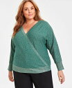 【送料無料】 ジェイエムコレクション レディース ニット・セーター アウター Plus Size Metallic Wrap Seater Pure Emerald(4)