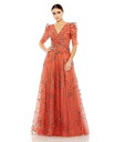 【送料無料】 マックダガル レディース ワンピース トップス Women's Embellished Gathered Puff Sleeve Faux Wra...