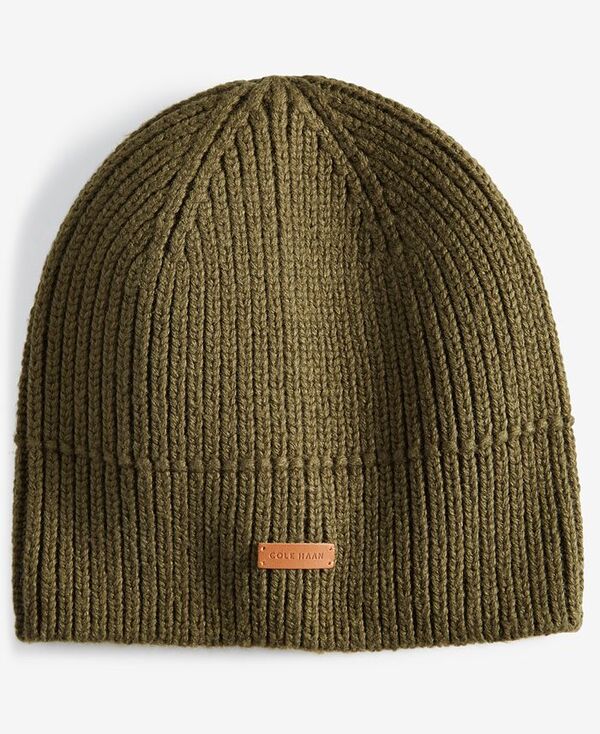 【送料無料】 コールハーン メンズ 帽子 アクセサリー Men's No-Cuff Logo Beanie Olive
