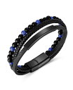 【送料無料】 ローナ サットン メンズ ブレスレット・バングル・アンクレット アクセサリー Blue Beaded Identification Leather...