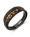 【送料無料】 ローナ サットン メンズ ブレスレット・バングル・アンクレット アクセサリー Black Apex Multi Leather Stainless Steel Bracelet Black/Brown(4)