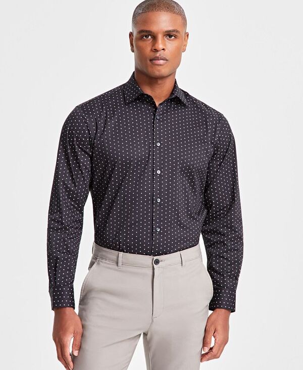 【送料無料】 アルファニ メンズ シャツ トップス Men's Regular-Fit Printed Dress Shirt Black Red