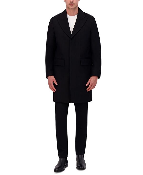 【送料無料】 ケネスコール メンズ ジャケット・ブルゾン アウター Men's Slim Fit Peak Lapel Topcoat Black