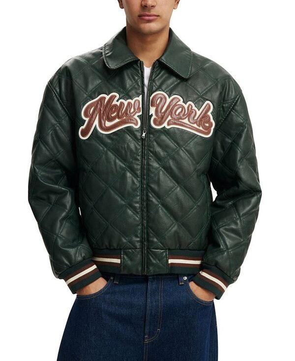 【送料無料】 コットンオン メンズ ジャケット・ブルゾン アウター Men's Applique Bomber Jacket Emerald