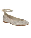 【送料無料】 ゲス レディース パンプス シューズ Women's Levvise Square Toe Ballet Flat Light Natural Satin Rhinestone(4)