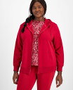 【送料無料】 イデオロギー レディース パーカー・スウェット アウター Plus Size Relaxed Full-Zip Fleece Hoodie Dee...