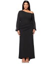 【送料無料】 ベッツィアンドアダム レディース ワンピース トップス Plus Size Asymmetric Long-Sleeve Gown Black(4)