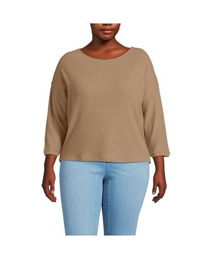 【送料無料】 ランズエンド レディース シャツ トップス Plus Size 3/4 Sleeve Cozy Rib Dolman Top Coriander heather 【送料無料】 ランズエンド レディース シャツ トップス Plus Size 3/4 Sleeve Cozy Rib Dolman Top Coriander heather