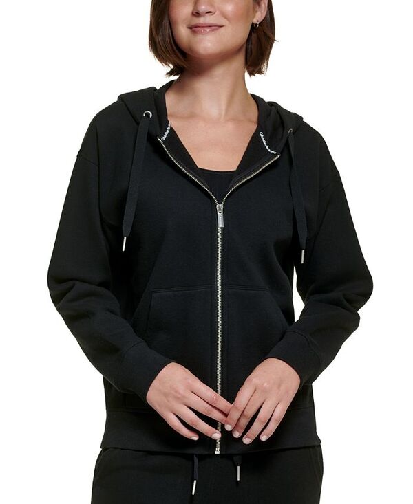 【送料無料】 カルバンクライン レディース パーカー・スウェット アウター Women's Fleece Long-Sleeve Zip-Front Hoodie Black