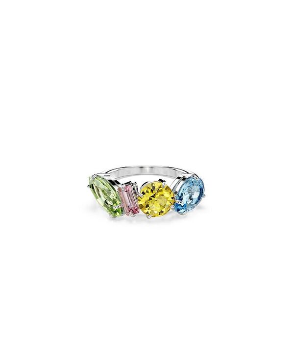 【送料無料】 スワロフスキー レディース リング アクセサリー Gema Mixed Cuts, Multicolored, Rhodium Plated Cocktail Ring Multicolored