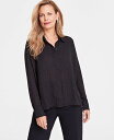 【送料無料】 アイ.エヌ.シー インターナショナル コンセプト レディース シャツ トップス Women's Rhinestone Button-Front Blouse Deep Black(4)