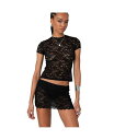 【送料無料】 アディクテッド レディース シャツ トップス Women's Kaori Sheer Lace T Shirt Black