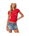 【送料無料】 アディクテッド レディース シャツ トップス Women's Kaori Sheer Lace T Shirt Red