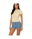 【送料無料】 アディクテッド レディース シャツ トップス Women's Kaori Sheer Lace T Shirt Yellow