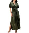 【送料無料】 キヨナ レディース ワンピース トップス Women's Verona V-Neck Velvet Evening Gown with Pockets Olive