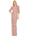 【送料無料】 マックダガル レディース ワンピース トップス Women's Sequined Elbow Sleeve Gown Rosewood