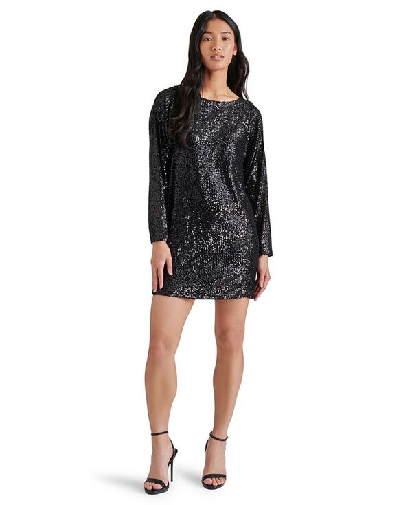 【送料無料】 スティーブ マデン レディース ワンピース トップス Women's Ginger Sequined Mini Shift Dress Black