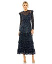 【送料無料】 マックダガル レディース ワンピース トップス Women's High Neck Flutter Cap Long Sleeve Tiered ...