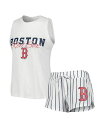 【送料無料】 コンセプツ スポーツ レディース タンクトップ トップス Women's White Boston Red Sox Reel Pinstripe ...