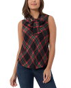 【送料無料】 ジョーンズニューヨーク レディース シャツ トップス Women's Plaid Tie-Neck Sleeveless Top Deep Rouge