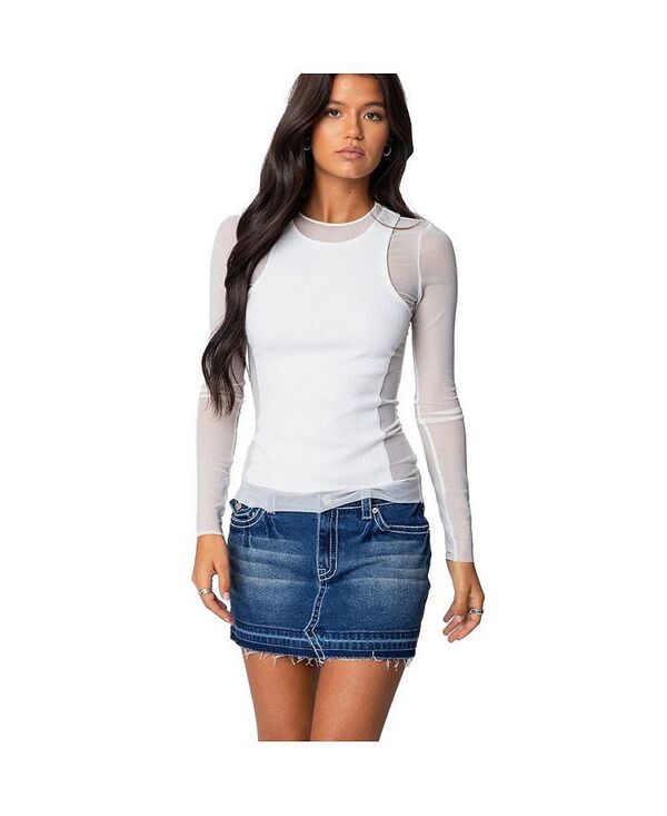 【送料無料】 アディクテッド レディース シャツ トップス Women's Rib Tank Layered Mesh Top White