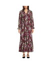 【送料無料】 ランズエンド レディース ワンピース トップス Women's Chiffon Midi Dress Aubergine hibiscus flo...