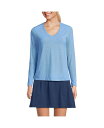 【送料無料】 ランズエンド レディース シャツ トップス Women's Power Performance Long Sleeve Top Vista blue pinstripe(4)