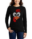 【送料無料】 エルエーポップアート レディース シャツ トップス Women's Turkey Face Word Art Long Sleeve T-Shirt Black