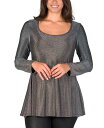【送料無料】 24セブンコンフォート レディース シャツ トップス Women's Scoop Neck Long Sleeve Shimmery Fabric Tunic Top Sliver