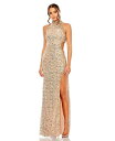 【送料無料】 マックダガル レディース ワンピース トップス Women's Side Cut Out High Neck Sequin Gown Rose g...