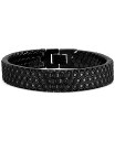 【送料無料】 エスクァイア メンズ ブレスレット・バングル・アンクレット アクセサリー Cubic Zirconia Honeycomb Link Bracelet in Stainless Steel (Also in Black Ion-Plated Stainless Steel) Black(4)