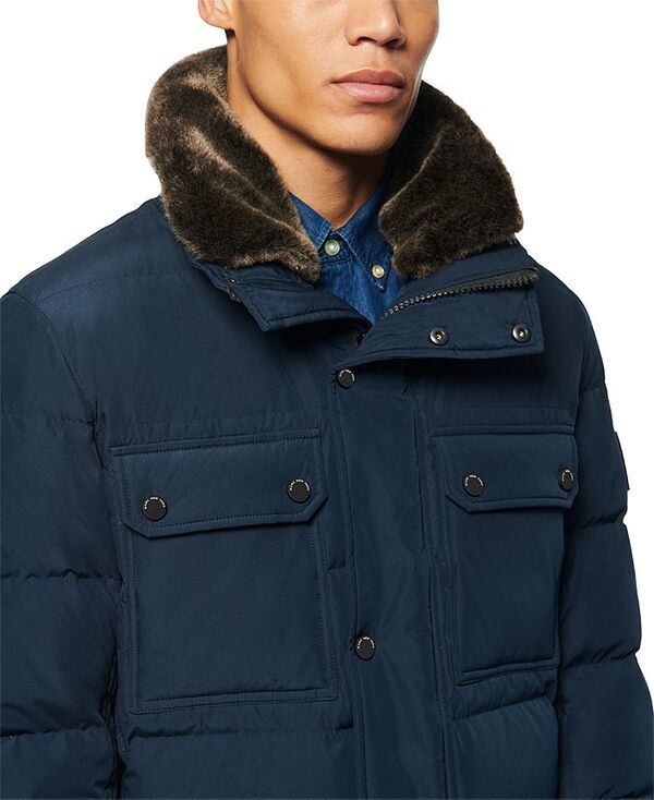 マークニューヨーク メンズ アウター ジャケット・ブルゾン キルティング ジャケット Marc New York Men's Godwin Quilted Trucker Jacket with Removable Faux-Fur Trim Ink