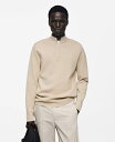 【送料無料】 マンゴ メンズ ニット・セーター アウター Men's Zipped High Collar Sweater Beige