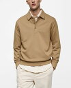 【送料無料】 マンゴ メンズ パーカー・スウェット アウター Men's Cotton Polo Sweatshirt Sand
