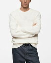 【送料無料】 マンゴ メンズ ニット・セーター アウター Men's Crossed-Knit Sweater Off White