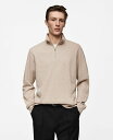 【送料無料】 マンゴ メンズ パーカー・スウェット アウター Men's Ribbed-Collar Sweatshirt Sand