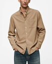 【送料無料】 マンゴ メンズ シャツ トップス Men's Classic-Fit Micro-Corduroy Shirt Beige