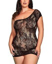 【送料無料】 ホーティ レディース ナイトウェア アンダーウェア Plus Size Sheer and Mini Chemise Black