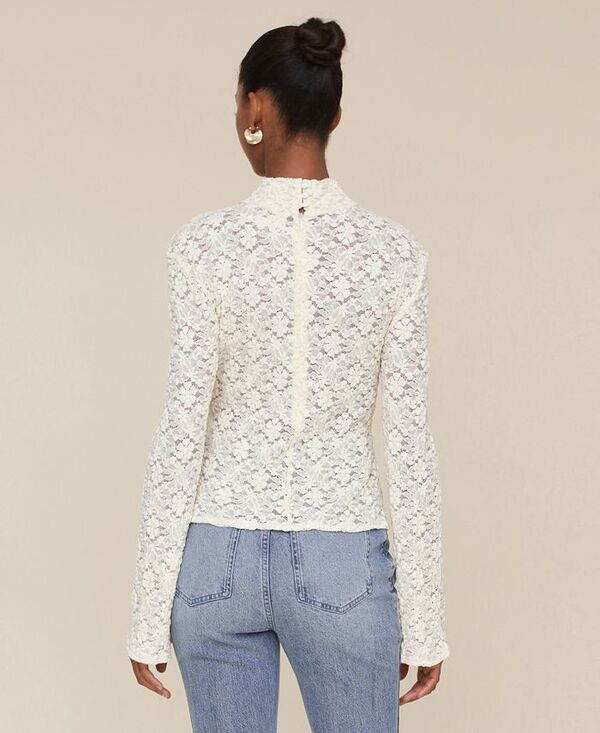 【送料無料】 アヴェックレフィーユ レディース シャツ トップス Women's Lace Long-Sleeve Turtleneck Top Cream
