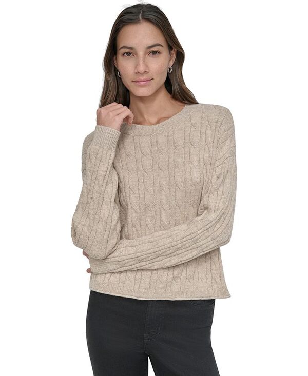 【送料無料】 ダナキャランニューヨーク レディース ニット・セーター アウター Women's Lightweight Cable-Knit Sweater CHINO KHAKI/SILVER
