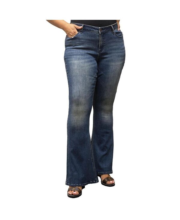 ポエティック ジャスティス レディース ボトムス デニムパンツ デニム ジーンズ Poetic Justice Women's Curvy Fit Stretch Denim Flare Jeans Medium blue blast ブルー