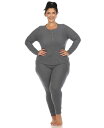 【送料無料】 ホワイトマーク レディース ナイトウェア アンダーウェア Plus Size Waffle Pajama Set Navy(4)