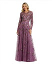 【送料無料】 マックダガル レディース ワンピース トップス Women's Long Sleeve High Neck Beaded Gown Raspber...