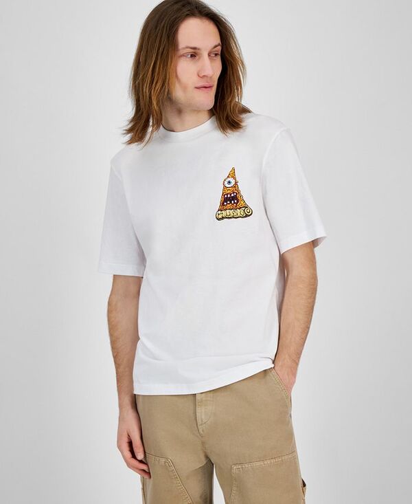 【送料無料】 ヒューゴボス メンズ Tシャツ トップス Men's Nizzerio Short Sleeve Crewneck Logo Graphic T-Shirt White