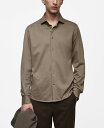 【送料無料】 マンゴ メンズ シャツ トップス Men's Regular-Fit Shirt Medium Brown